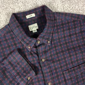 J.CREW Re-Imagined Men's XL Slim Fit Brushed Twill Plaid Flannel Button Up Shirt